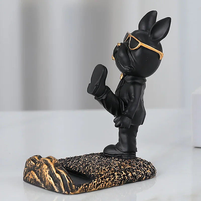 Bulldog Statue Phone Holder