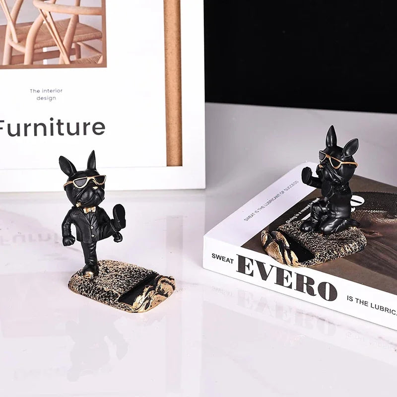 Bulldog Statue Phone Holder