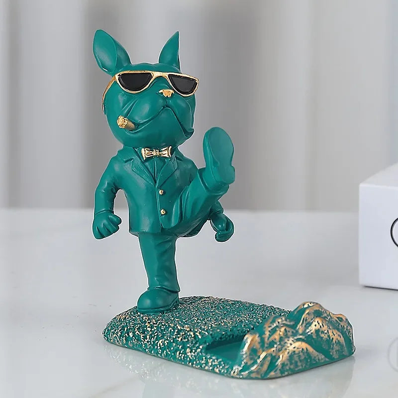 Bulldog Statue Phone Holder