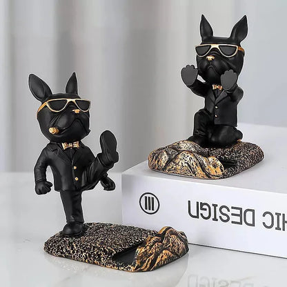 Bulldog Statue Phone Holder