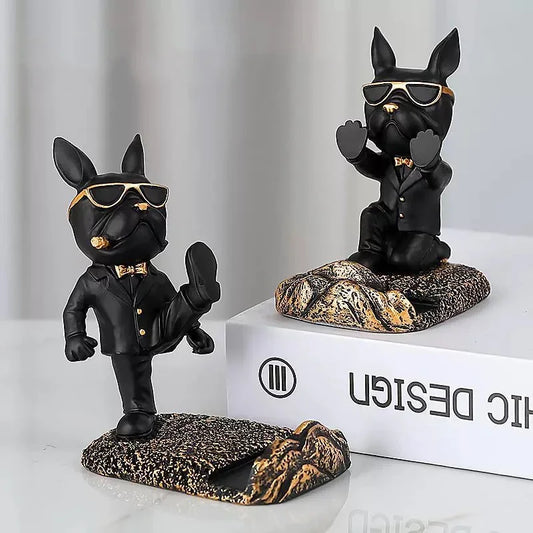 Bulldog Statue Phone Holder