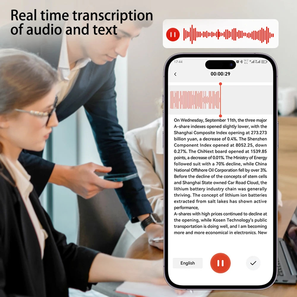 AI Smart Voice Recorder App Control Voice Recorder Mini Audio Voice Recorder Language Translation Magnet Adsorb Dictaphone